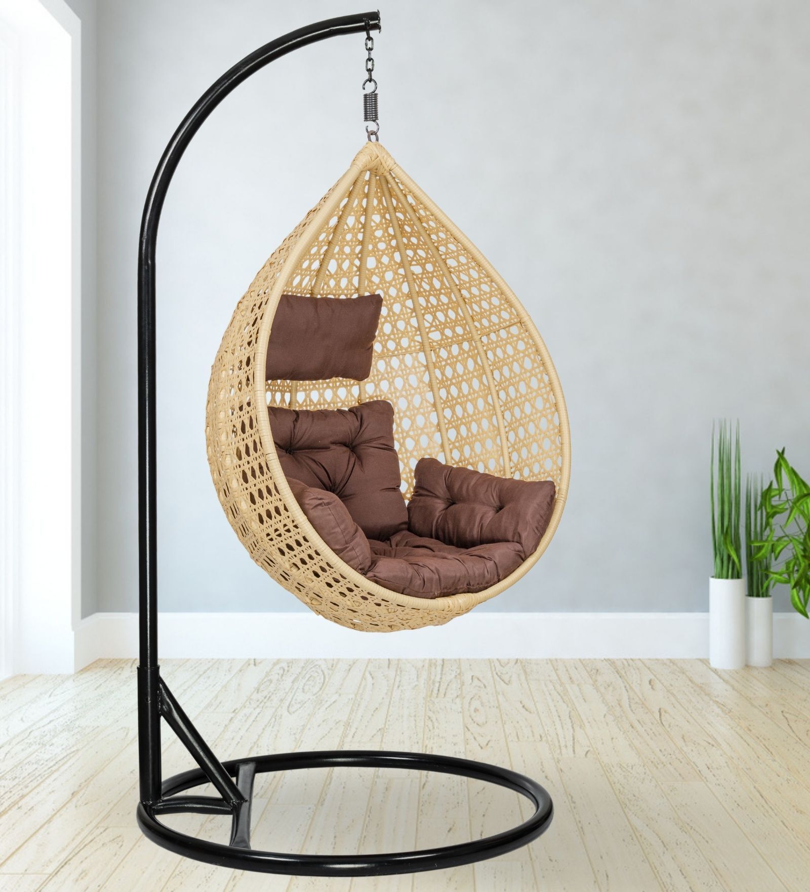6 Star Wicker Swing in Beige & Brown Colour