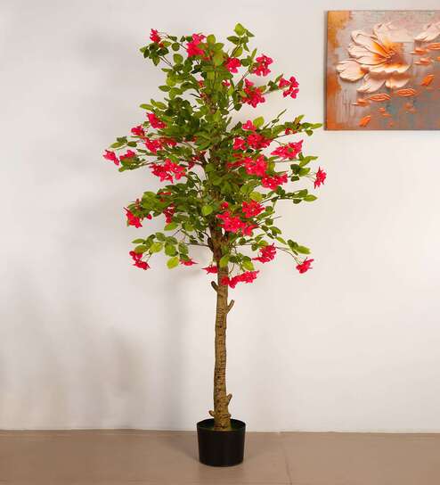 6.5Ft Artificial Bougainvillea Flower Tree Plant with Pot