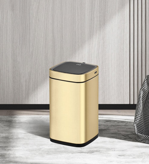 6 Litre Black Stainless Steel Dustbin