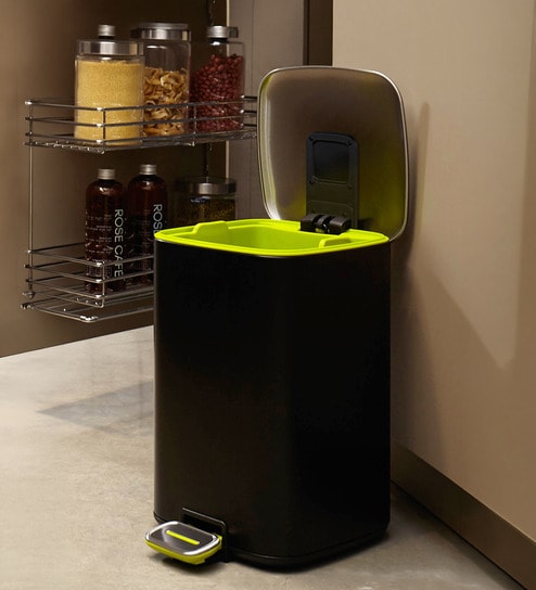 6 Litre Black Stainless Steel Dustbin