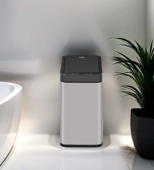 6 Litre White Stainless Steel Dustbin