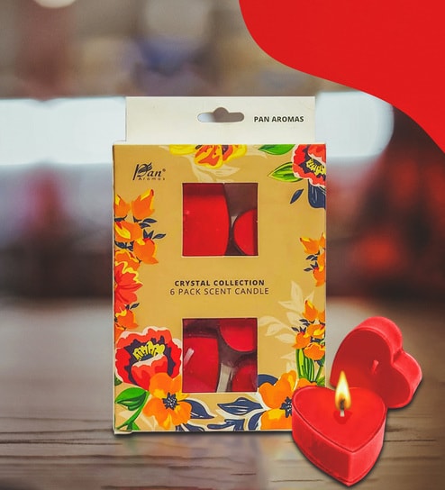 6-Pack Crystal Collection Tealight Candle - Red-Heart (Midnight Rose)