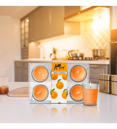 6-Pack Votive Glass Candle - Tangy Orange