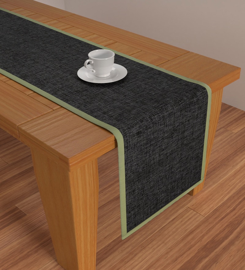 Buy Plain Solid Black Polyester 72X12 Inches Table Runner By S9Home Online Table Runners