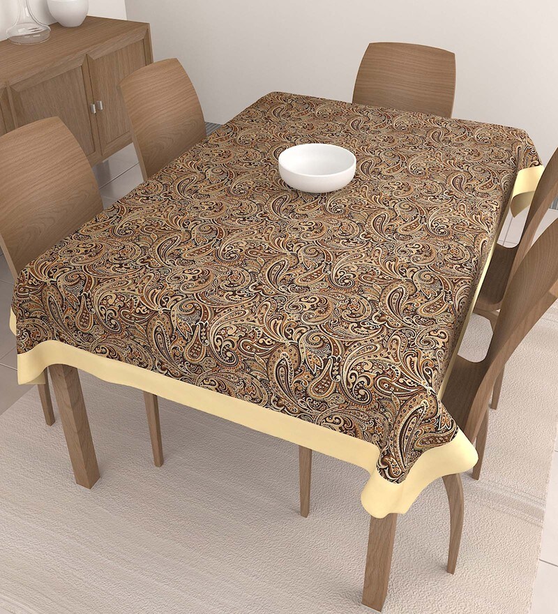 Buy Paisley Printed Brown Polyester 90X60 Inch Table Cloth By S9Home Online Table Cloths