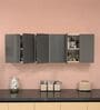 6 Door Mirror Glossy triple layered UV Resistant handless cabinet in Grey Finish