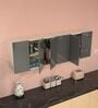 6 Door Mirror Glossy triple layered UV Resistant handless cabinet in Grey Finish