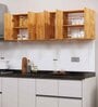 6 Doors Modular Wall Mounted Kitchen Cabinet with Adjustable Shelf in Plateau Apple Finish