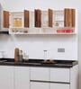 6 Doors Modular Wall Mounted Kitchen Cabinet with Organizer Shelf in Aisan Walnut & Highland Pine Finish