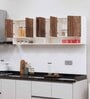 6 Doors Modular Wall Mounted Kitchen Cabinet with Organizer Shelf in Cochwood Brown & Highland Pine Finish