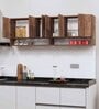 6 Doors Modular Wall Mounted Kitchen Cabinet with Organizer Shelf in Cochwood Brown Finish