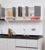 6 Doors Modular Wall Mounted Kitchen Cabinet with Organizer Shelf in Slate Grey & Highland Pine Finish