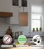 6-Inch Beige Fabric Cylinder Pendant Light, Modern Hanging Ceiling Lamp