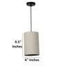 6-Inch Beige Fabric Cylinder Pendant Light, Modern Hanging Ceiling Lamp