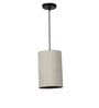 6-Inch Beige Fabric Cylinder Pendant Light, Modern Hanging Ceiling Lamp