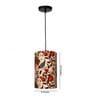 6-Inch Bird & Floral Printed Fabric Cylinder Pendant Light, Modern Hanging Ceiling Lamp