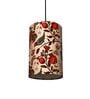 6-Inch Bird & Floral Printed Fabric Cylinder Pendant Light, Modern Hanging Ceiling Lamp