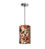6-Inch Bird & Floral Printed Fabric Cylinder Pendant Light