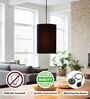 6-Inch Black Fabric Cylinder Pendant Light, Modern Hanging Ceiling Lamp