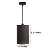 6-Inch Black Fabric Cylinder Pendant Light, Modern Hanging Ceiling Lamp