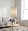 6-Inch Cream Fabric Cylinder Pendant Light, Modern Hanging Ceiling Lamp