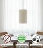 6-Inch Cream Fabric Cylinder Pendant Light, Modern Hanging Ceiling Lamp