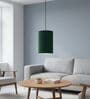 6-Inch Dark Green Fabric Cylinder Pendant Light, Modern Hanging Ceiling Lamp