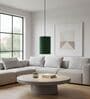 6-Inch Dark Green Fabric Cylinder Pendant Light, Modern Hanging Ceiling Lamp