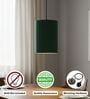 6-Inch Dark Green Fabric Cylinder Pendant Light, Modern Hanging Ceiling Lamp