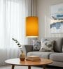 6-Inch Dark Yellow Fabric Cylinder Pendant Light, Modern Hanging Ceiling Lamp