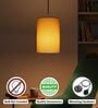 6-Inch Dark Yellow Fabric Cylinder Pendant Light, Modern Hanging Ceiling Lamp