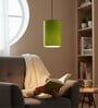 6-Inch Green Texture Fabric Cylinder Pendant Light, Modern Hanging Ceiling Lamp