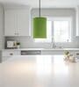 6-Inch Green Texture Fabric Cylinder Pendant Light, Modern Hanging Ceiling Lamp