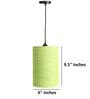 6-Inch Green Texture Fabric Cylinder Pendant Light, Modern Hanging Ceiling Lamp
