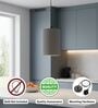 6-Inch Grey Fabric Cylinder Pendant Light, Modern Hanging Ceiling Lamp