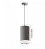 6-Inch Grey Fabric Cylinder Pendant Light