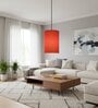 6-Inch Orange Fabric Cylinder Pendant Light, Modern Hanging Ceiling Lamp
