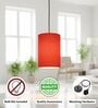 6-Inch Orange Fabric Cylinder Pendant Light, Modern Hanging Ceiling Lamp