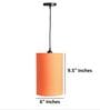 6-Inch Orange Fabric Cylinder Pendant Light, Modern Hanging Ceiling Lamp
