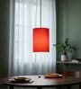 6-Inch Orange Fabric Cylinder Pendant Light, Modern Hanging Ceiling Lamp