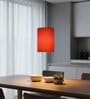 6-Inch Orange Fabric Cylinder Pendant Light, Modern Hanging Ceiling Lamp