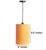 6-Inch Orange Texture Fabric Cylinder Pendant Light, Modern Hanging Ceiling Lamp