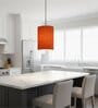 6-Inch Orange Texture Fabric Cylinder Pendant Light, Modern Hanging Ceiling Lamp