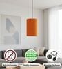 6-Inch Orange Texture Fabric Cylinder Pendant Light, Modern Hanging Ceiling Lamp