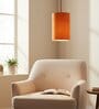 6-Inch Orange Texture Fabric Cylinder Pendant Light, Modern Hanging Ceiling Lamp