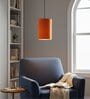 6-Inch Orange Texture Fabric Cylinder Pendant Light, Modern Hanging Ceiling Lamp