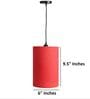 6-Inch Red Fabric Cylinder Pendant Light, Modern Hanging Ceiling Lamp