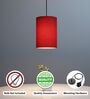 6-Inch Red Fabric Cylinder Pendant Light, Modern Hanging Ceiling Lamp