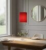 6-Inch Red Fabric Cylinder Pendant Light, Modern Hanging Ceiling Lamp