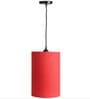 6-Inch Red Fabric Cylinder Pendant Light, Modern Hanging Ceiling Lamp